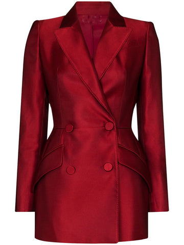 Costume blazer croisé en satin rouge pour femme, tenue de travail, smoking pour mère de la mariée, tenue de bal, tenue de mariage, 2 pièces