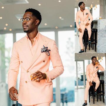 Esmoquin de boda de doble botonadura para hombre, 2 piezas, traje de novio, pantalón, chaqueta, fiesta, graduación, ropa de negocios, traje para hombre