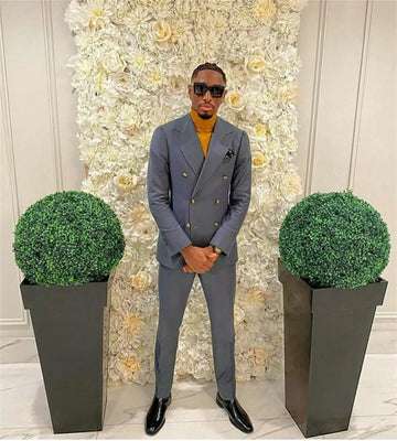 Beau smoking de mariage croisé pour homme, coupe slim, grande taille, pour bal de promo, veste et pantalon