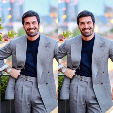 Gray Men Tuxedos Groom Wear Wedding Blazer Suits 2 Pieces Business Prom Party Outfit