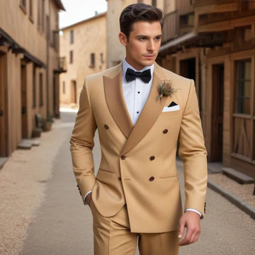 Costume de mariage de luxe de haute qualité pour homme, croisé, revers en pointe, sur mesure, 2 pièces, veste, pantalon, blazer, ensemble complet de fête formelle
