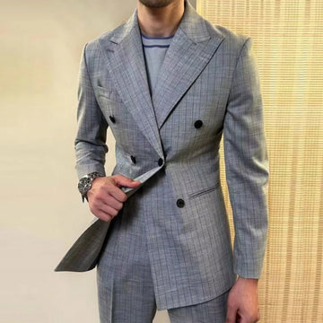 Costume de mariage pour homme, costume formel décontracté à double boutonnage, 2 pièces, pour bureau, travail, fête, bal de promo