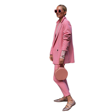 Traje de pantalón para madre de la novia con rayas rosas, para mujer, para fiesta formal de noche, trabajo, boda, 2 piezas