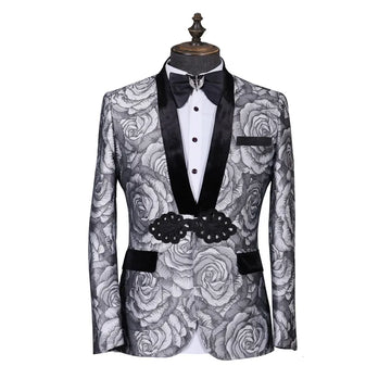 Men's Suits New One Button Wedding Tuxedos Male Prom Groom 2 Pieces Slim Fit (Blazer + Pants)