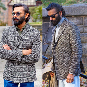 Traje de hombre de una pieza, blazer cruzado con solapa de pico, traje de negocios a cuadros a rayas para novio de boda, traje a medida para hombre