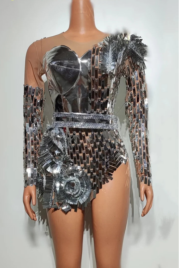 Lentejuelas de forma irregular con textura metálica de diamante completo, disfraces ajustados y sexys para fiestas, discotecas y bares.