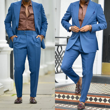 Chaqueta + Pantalones 2 piezas Trajes de novio Moda Nuevos Trajes casuales para hombre Esmoquin de boda Blazers Pantalones Hechos a medida