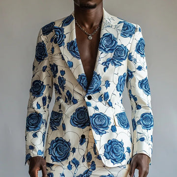 Ensemble élégant pour homme à imprimé floral 3D pour mariages, fêtes et spectacles – Ensemble veste et pantalon de luxe