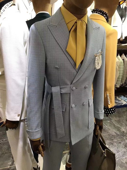 Design Fashion  Slim Fit Belt Custom Large Casual Party Business Wedding Suits Men Formal 2-piece jacket+pants