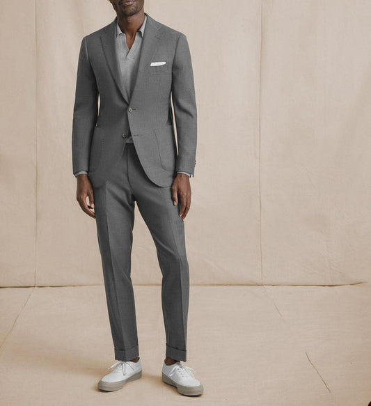 Costume homme gris clair 2 pièces blazer pantalon simple boutonnage revers pointu affaires coupe slim formel mariage marié costume homme