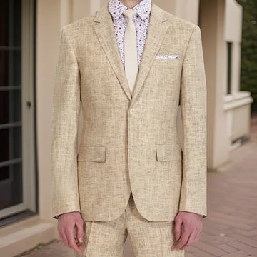 Linen Wedding Suits for Summer Formal Groom Tuxedos Peak Lapel Beach Business Slim Fit Male Blazers 2 Pcs Jacket with Pants