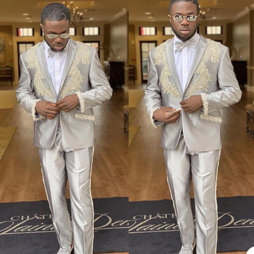 Costume de luxe pour homme avec perles, blazer, smoking, bal de promo, soirée, tenue de soirée (veste + pantalon)