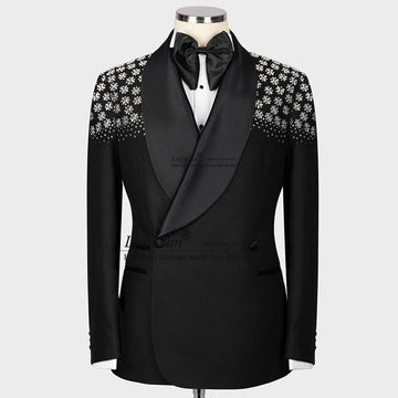 Costume 2 pièces pour homme, smoking, bijou de luxe, costume de mariage, dîner, bal de promo, blazer