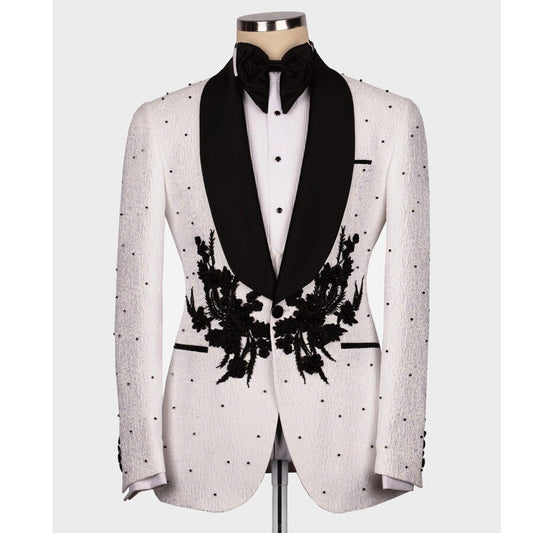 Costume de mariage de luxe pour homme, 3 pièces, coupe slim, avec appliques et cristaux, sur mesure, pour bal de promo