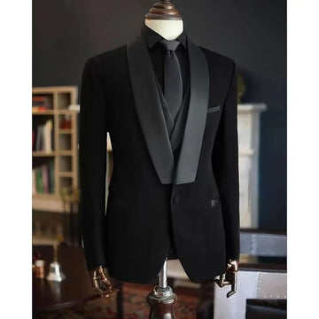 Trajes de hombre de alta calidad, negros, de 3 piezas, chaqueta, pantalón, chaleco, elegante blazer, conjunto de trajes de lujo, traje de boda, fiesta de noche, para hombre
