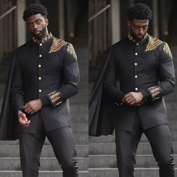 Men's Jacket Pants 2 Pieces with Detachable Cape Ceremony Formal Wedding Tuxedos