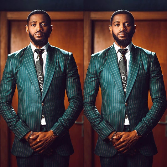 Costume homme 2 pièces blazer pantalon un bouton revers pointu rayures fines formel affaires coupe slim mariage formel marié costume homme