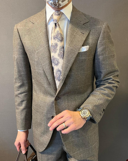 Costume homme 2 pièces blazer pantalon simple boutonnage revers pointu affaires formel écossais rayures mariage marié costume sur mesure homme