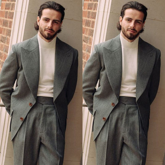 Costume homme 2 pièces blazer pantalon simple boutonnage revers large smoking affaires coupe ample mariage marié costume homme