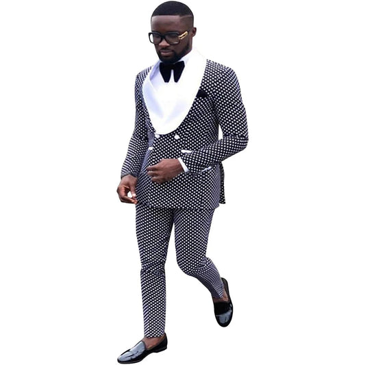 Costume homme 2 pièces coupe slim avec revers châle et veste croisée et pantalon, ensemble smoking pour mariage, bal de promo