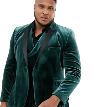 Men's Suits Velvet Slim Fit 3Pcs Single Breasted Tuxedo Coat Vest Trousers Suit Set for Wedding Prom Terno