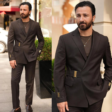 Traje de hombre, chaqueta, pantalones, invierno, lana, informal, para negocios, novio, boda, esmoquin, conjunto de 2 piezas, blazer y abrigo.