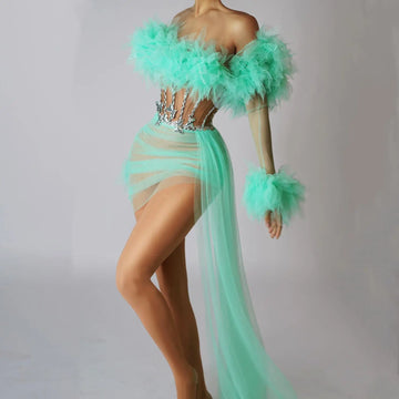 Vestidos de fiesta cortos con lentejuelas y mariposas para mujer, color verde menta, con cola lateral, 2024