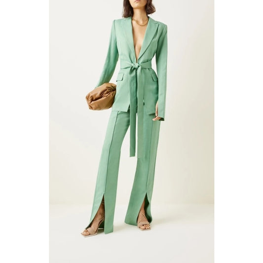 Ensemble blazer et pantalon pour femme, tenue décontractée, slim, pour soirée, mariage, bureau, travail, 2 pièces