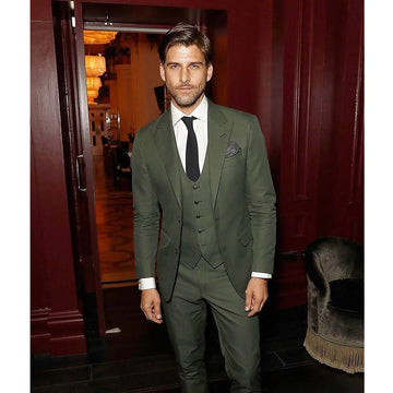Suit Peak Lapel Single Breasted Blazer Wedding Groom Causal Tuxedo Solid Color Slim Fit Men's Clothing 3 Piece