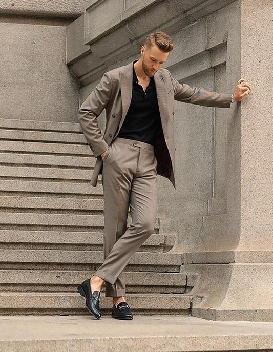 Costume kaki 2 pièces pour homme, blazer, pantalon, veste croisée, smoking tendance, costume de marié moderne pour mariage