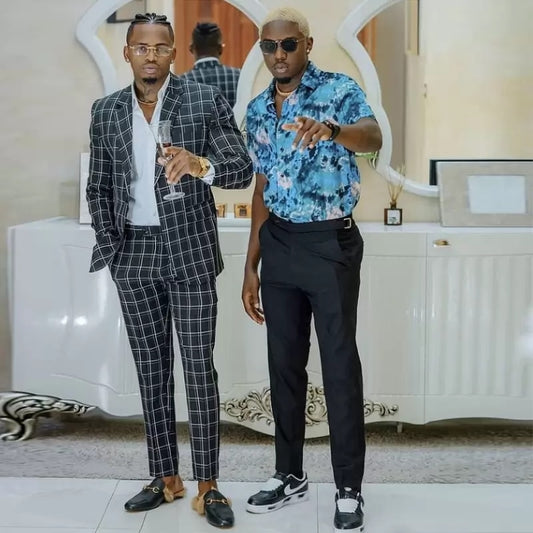 Costume homme 2 pièces blazer pantalon smoking simple boutonnage large carreaux cubes rayures slim affaires travail mariage marié sur mesure