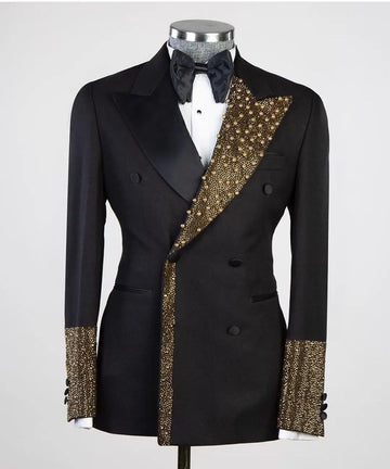 Blazer de una pieza para hombre, traje de esmoquin con apliques, un botón, solapa de pico, satén, formal, con perlas, para fiesta, boda, talla grande, a medida