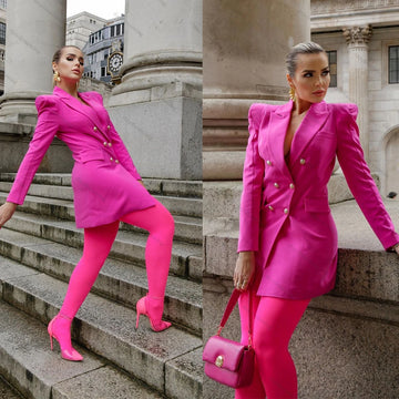 One Piece Women Long Coat Peaked Lapel Double Breasted Blazer Fashion Vintage Casual Slim Fit Suit Set Above Knee Custom Made