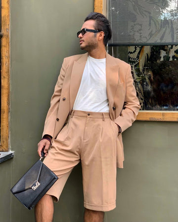 Jacket Shorts Sets Wedding Suits For Men 2Piece Summer Double Breasted Slim Fit Custome Tuxedo Plus Size