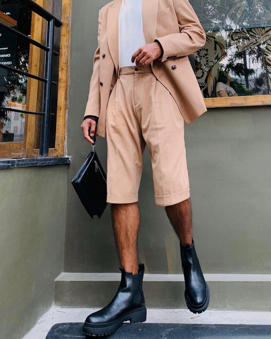 Ensemble veste et short pour homme, costume de mariage 2 pièces, croisé, coupe slim, smoking personnalisé, grande taille, été