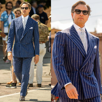 Trajes de boda para hombre de rayas, esmoquin con solapa de pico, corte entallado, para novio, oficina, negocios, 2 piezas, abrigo y pantalones, hechos a medida