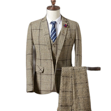 Traje a cuadros para hombre, traje formal de negocios, traje de boda, traje de graduación, vestido de novio de diseñador, blazer de 3 piezas, chaqueta, pantalón y chaleco.