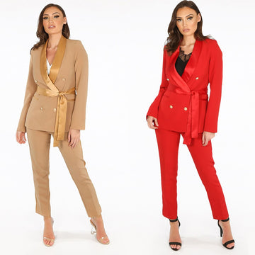 Costume formel 2 pièces pour femme, couleur pure, coupe slim, pour bal, soirée, bureau, smoking, blazer, pour mariage