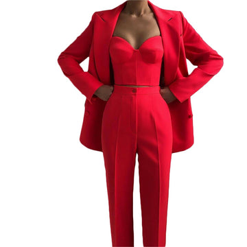 Traje de chaqueta y pantalón para mujer, holgado, para club, fiesta, boda (chaqueta y pantalón)
