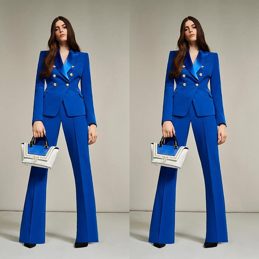 Costume bleu roi pour mère de la mariée, 2 pièces, veste et pantalon, pour bal de promo, soirée, mariage