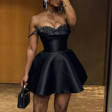 Elegante minivestido para mujer, nuevo estilo, con lentejuelas brillantes, sin tirantes, vestido de tirantes, elegante y a la moda, ropa femenina.