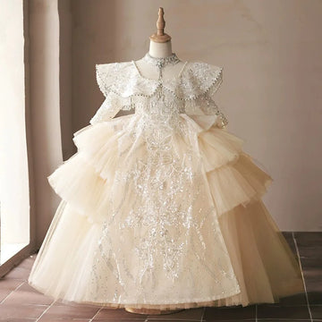 Girl Bridesmaid Dress for Weddings Children Luxurious Evening Dresses Kids Sequins Maxi Ball Gown Infants Hostess Costumes