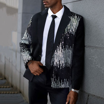 Chaqueta de traje para hombre con brillo circular, estilo informal, ideal para bodas, espectáculos callejeros, cenas, fiestas, regalos de vacaciones.