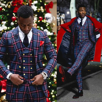 Modern Men Wedding Suits Peaked Lapel Tuxedos Groom Wear 3 Pcs Jacket with Pants Vest Prom Evening Party Custom Made