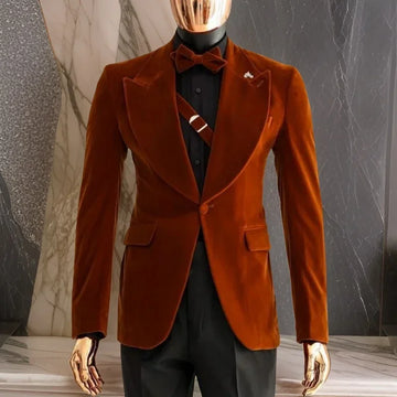 Smoking Velvet Jacket for Men 1 Pc Peaked Lapel Mal Suit Blazer Prom Party Slim Fit Wedding Groom Coat
