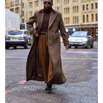Luxury Winter Men's Suits Blazer 1 Piece Jacket Double Breasted Peak Lapel Long Coat Luxury Customized Male Clothing