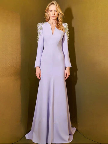 Newest Fashion Party Vestido Women's Diamonds Beaded Split Long Maxi Dress