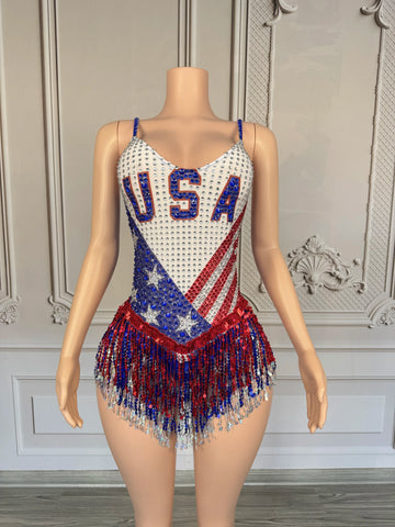 Nuevo mono con borlas y brillantes diamantes de imitación para mujer, traje de baile sexy para actuación, leotardo para cantante y bailarina, ropa de escenario para equipo de espectáculo