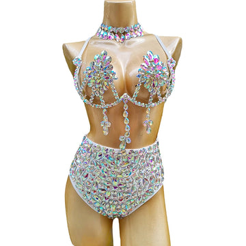 Nuevo conjunto de sujetador y pantalones de cintura alta para danza del vientre para mujer, disfraz de samba para carnaval, ideal para bailarinas de discoteca y escenarios.