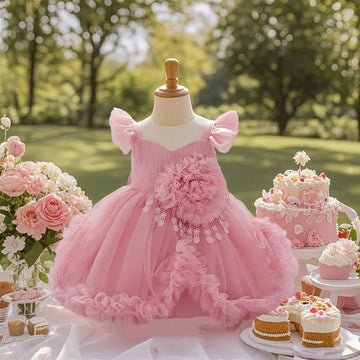 Children's Girls' Printed Tassel Lace Design Dress Formal Dress Summer Baby Clothing Dress Printed Suspender Dress Summer Prince